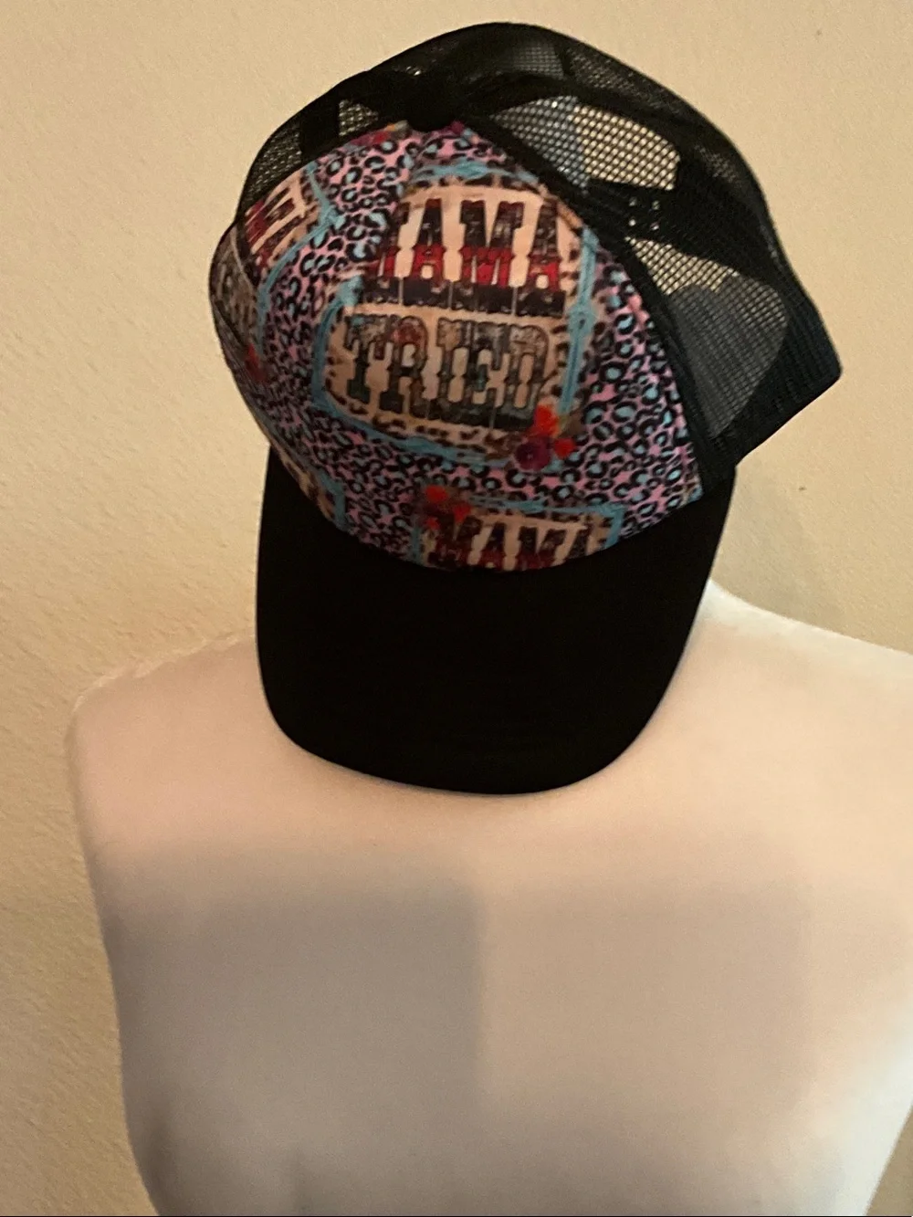 Graphic Leopard Trucker Hat in Black and Pink